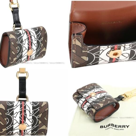 Burberry Beige E-Canvas Monogram Stripe AirPods Pro Case - authentic